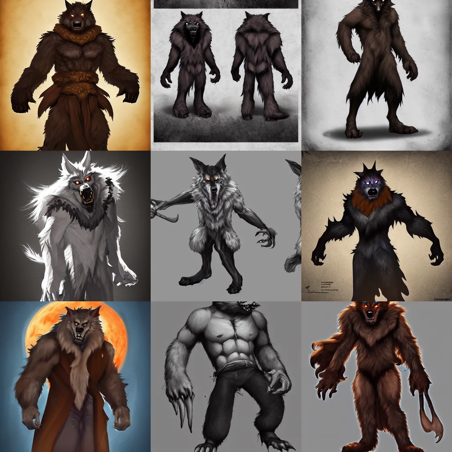 Prompt: character art werewolf wizard trending on artstation