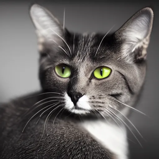 Prompt: studio color photo, cat with human eyes