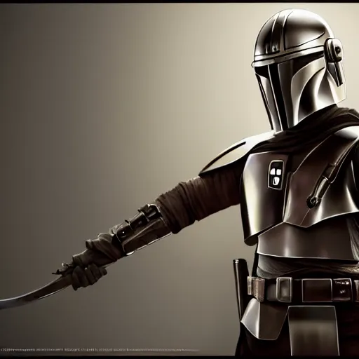 Image similar to a young blonde male jedi with short hair standing still, full body photography, extremely long shot, long shot, over the shoulder shot, ots shot, third-person shot, full-length, head-to-toe, concept art by Doug Chiang cinematic, realistic painting, high definition, concept art, the Mandalorian concept art style