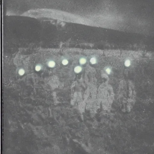 Image similar to polaroid photograph of aliens visiting earth, 1 9 5 0