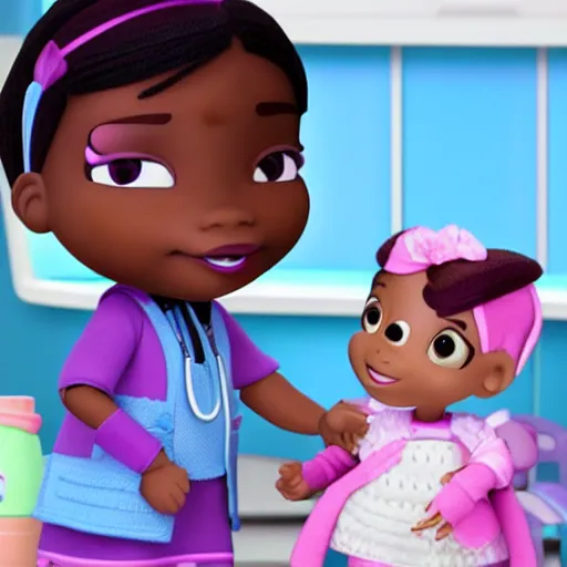 Prompt: doc mcstuffins fixing a toy