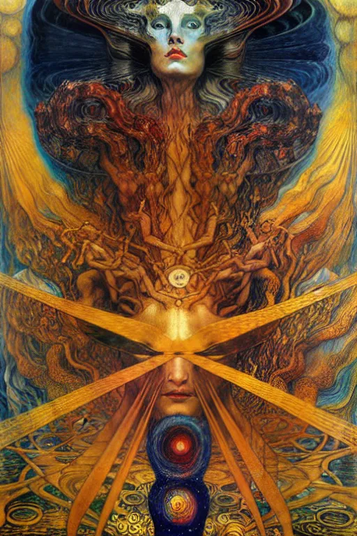 Image similar to Divine Chaos Engine by Karol Bak, Jean Delville, William Blake, Gustav Klimt, and Vincent Van Gogh, symbolist, visionary