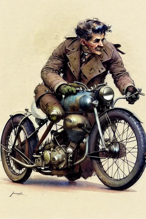 Prompt: (((((1950s racing motorcycle with dustbin fairing . muted colors.))))) by Jean-Baptiste Monge !!!!!!!!!!!!!!!!!!!!!!!!!!!