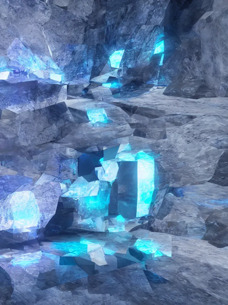 Image similar to sapphire crystal, beeple, octane render, unreal engine