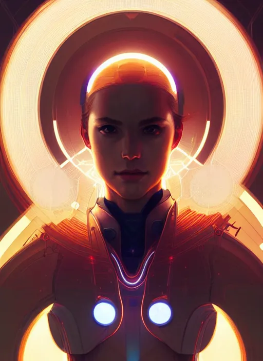 Image similar to symmetry!! portrait of love, tech wear, scifi, glowing lights!! intricate elegant, highly detailed, digital painting, artstation, concept art, smooth, sharp focus, illustration, art by artgerm and greg rutkowski and alphonse mucha