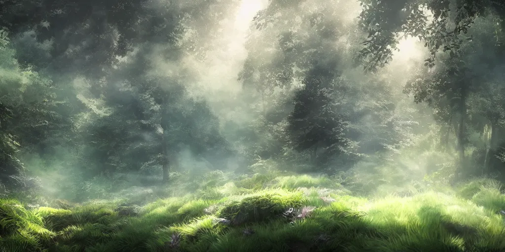 Image similar to a forest, cinematic angle, studio Ghibli, volumetric lighting, bold, beautiful composition, intricate, elegant, digital art, detailed, oil painting, hyperrealistic, sharp focus, 8k
