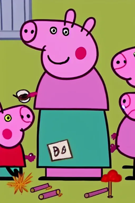 Prompt: Peppa Pig smoking marijuana