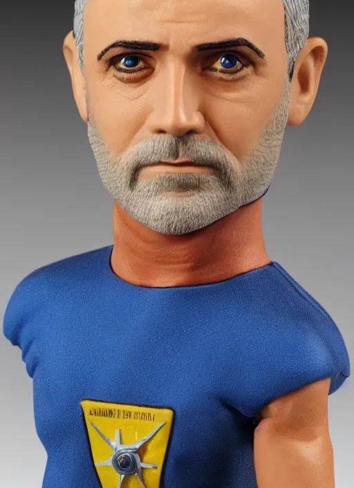 Image similar to richard garriott, action figure of richard garriott astronaut, realistic face, detailed product photo