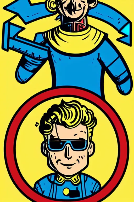 Image similar to fallout 7 6 retro futurist illustration art by butcher billy, sticker, colorful, illustration, highly detailed, simple, smooth and clean vector curves, no jagged lines, vector art, smooth andy warhol style