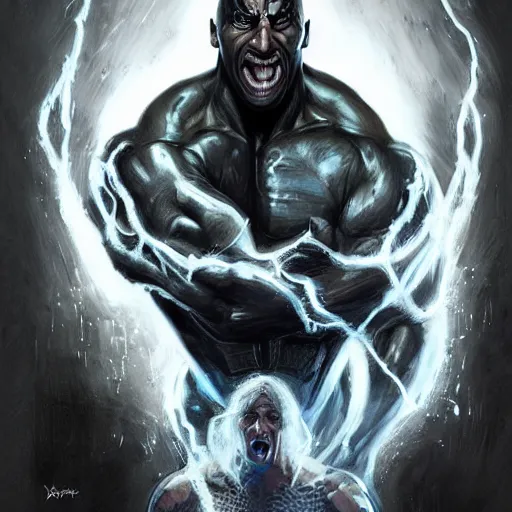 Image similar to dwayne johnson with as venom from spiderman | slimey black goo | cinematic lighting | award - winning | closeup portrait | by donato giancola and mandy jurgens and charlie bowater | featured on artstation | pencil sketch