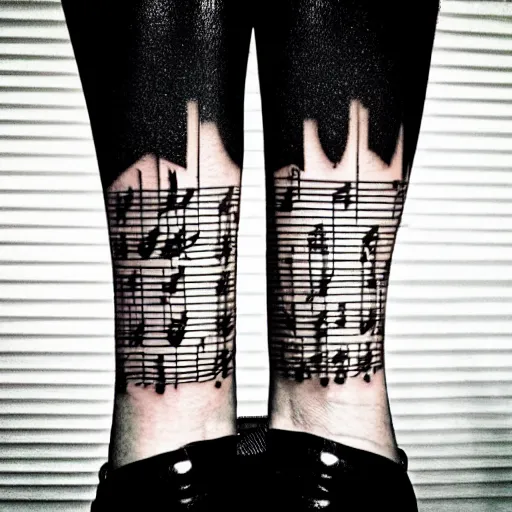 Prompt: sheet music tattoo