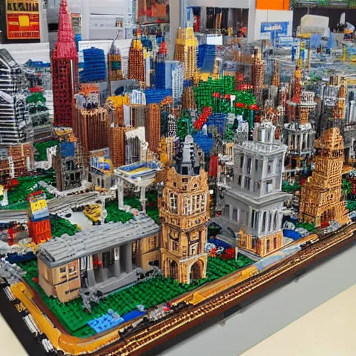 Image similar to large city lego set built entirely out of legos, very intricate and detailed, photorealistic