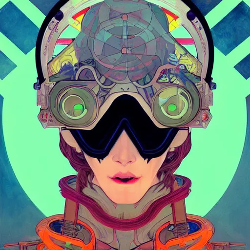 Prompt: a beautiful painting of a cyberpunk blindfolded skull by sachin teng and pascal blanche and alphonse mucha! and nekro! and josan gonzalez!. in style of conceptual art. colorful comic, film noirs, akira, brush stroke, vibrating colors, hyper detailed. octane render. trending on artstation