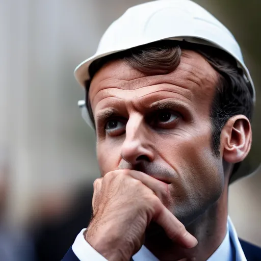 Image similar to Emmanuel Macron as a trade worker, Realistic, HDR, HDD, 8K, Profile Picture 1024px