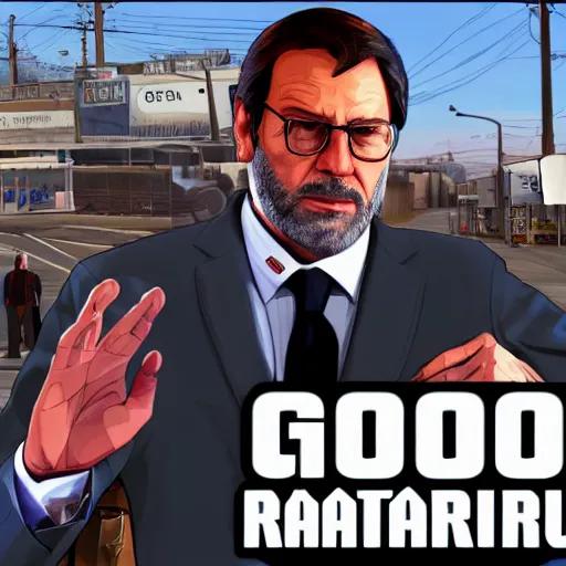 Image similar to ganster mariano rajoy, gta v loading screen art,