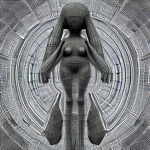 Prompt: detailed, symmetrical, unique, strangely beautiful, female alien, highly detailed, 3d, sci-fi, maximum complexity, awe