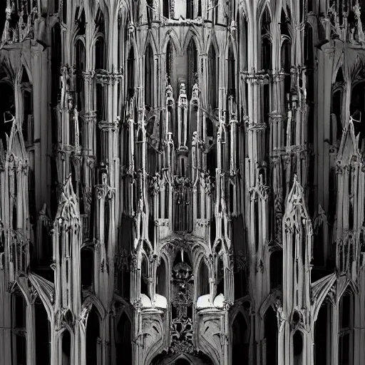 Image similar to gothic cathedral made of human skulls. fantasy art, 8 k, sfw