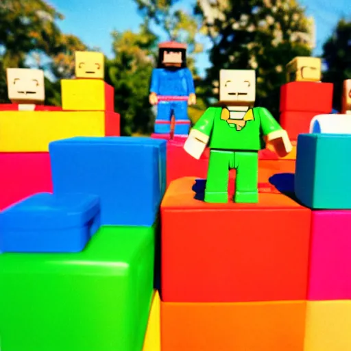 35 mm photo of block figures looking like roblox, Stable Diffusion