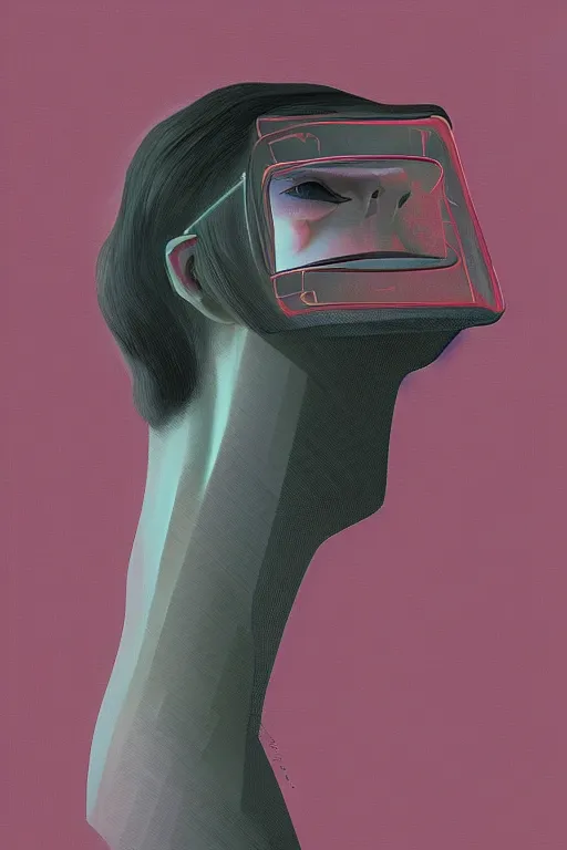 Image similar to woman wearing oculus and digital glitch head edward hopper and james gilleard, zdzislaw beksisnski, higly detailed