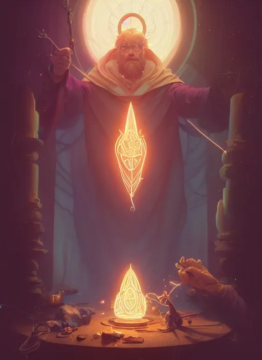 Image similar to highly detailed vfx portrait a mage casting a spell, stephen bliss, unreal engine, sigils greg rutkowski, loish, rhads, beeple, makoto shinkai and lois van baarle, ilya kuvshinov, rossdraws, tom bagshaw, alphonse mucha, global illumination, detailed and intricate environment