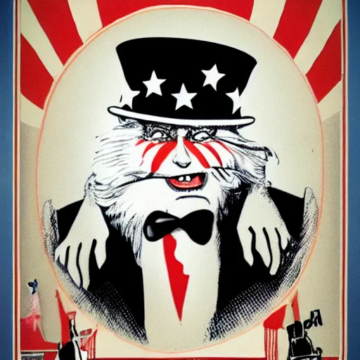 Image similar to fox animal dressed as uncle sam propaganda poster