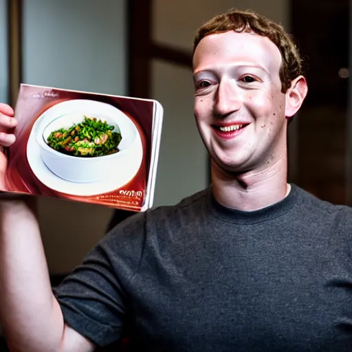 Image similar to Mark Zuckerberg as a restaurant waiter holding a coaster, EOS-1D, f/1.4, ISO 200, 1/160s, 8K, RAW, unedited, symmetrical balance, in-frame, Photoshop, Nvidia, Topaz AI