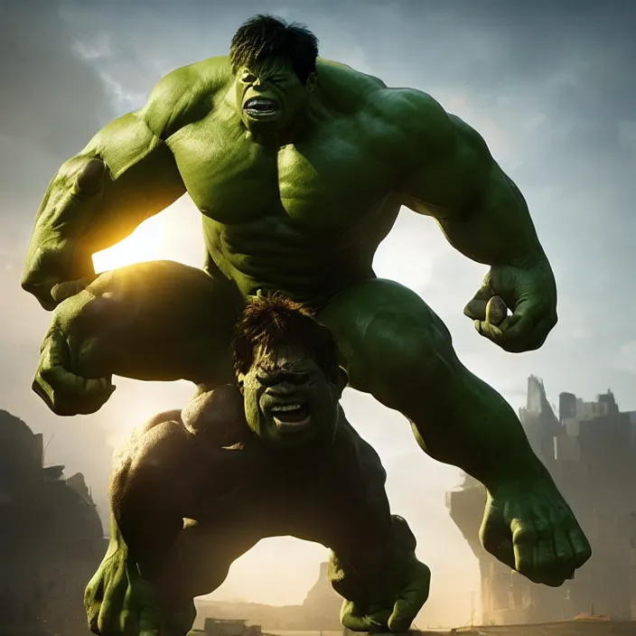 Image similar to The Hulk, stunning photo, cinematic lighting, perfect composition, 8K, ultra-detailed , Trending on artstation, Octane render, Unreal Engine, highly detailed,