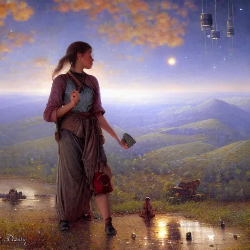 Prompt: Liminal space in outer space by Daniel Ridgway Knight