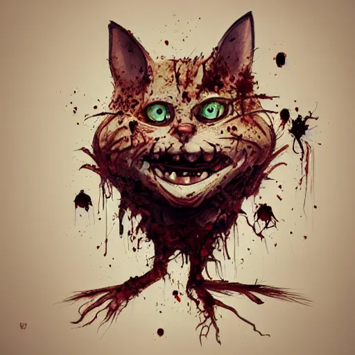 Prompt: a zombie Garfield the cat, by WLOP, horror, wounds, bloody, dark fantasy, trending on artstation