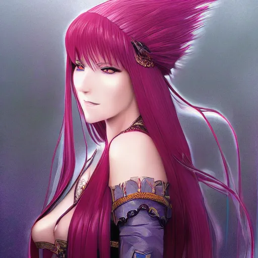 Prompt: portrait of scathach skadi, anime fantasy illustration by tomoyuki yamasaki, kyoto studio, madhouse, ufotable, trending on artstation