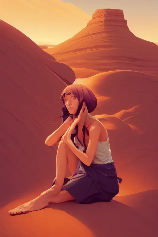 Image similar to single hermit in the desert, smooth face, centered median photoshop filter cutout vector behance hd by artgerm, jesper ejsing, by rhads, makoto shinkai and lois van baarle, ilya kuvshinov, rossdraws, illustration, art by ilya kuvshinov and gustav klimt