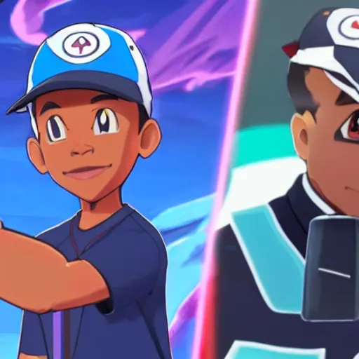 Prompt: key art of barack obama depicted as a pokemon trainer in pokemon sword and shield, he is commanding a pikachu to do battle, clean anime art, trending on twitter.