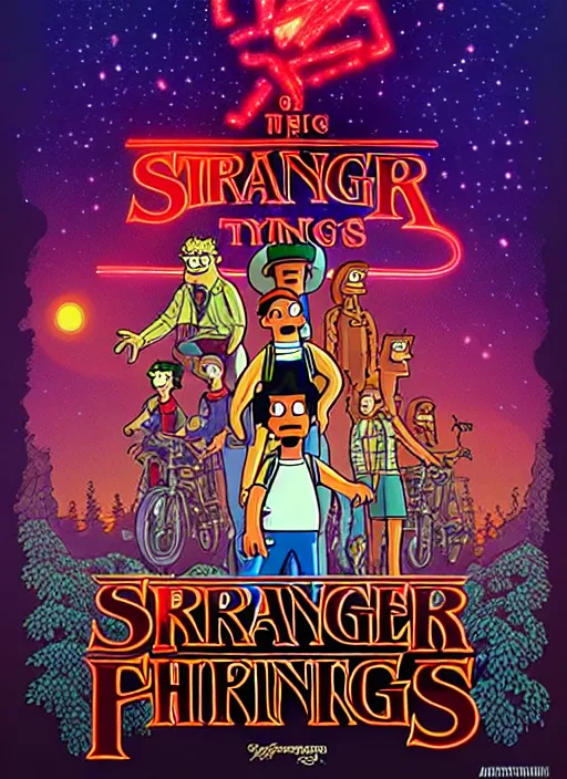 Prompt: scene from the animated version of Futurama Stranger Things with Jim Hopper and Demogorgon, cartoon, detailed faces, high resolution, hyper detailed, intricate, illustrated, dramatic lighting, illustration, concept art, smooth, sharp focus, art by Alphonse Mucha and Matt Groening !n-9