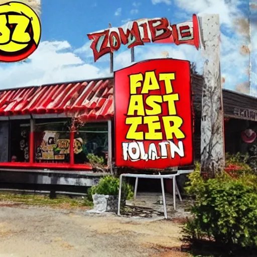 Prompt: zombie fast food restaurant