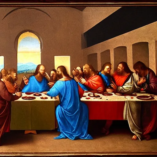 Image similar to jeff bezos is judas at the last supper, by da vinci