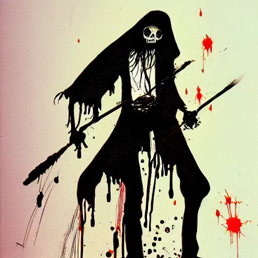 Image similar to grim reaper, art by ralph steadman