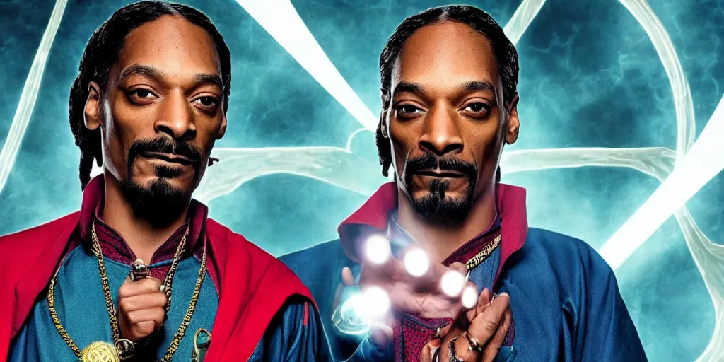 Image similar to snoop dogg as the doctor strange, marijuana leaves, green light, highly detailed, marvel cinematic universe, mcu, photo