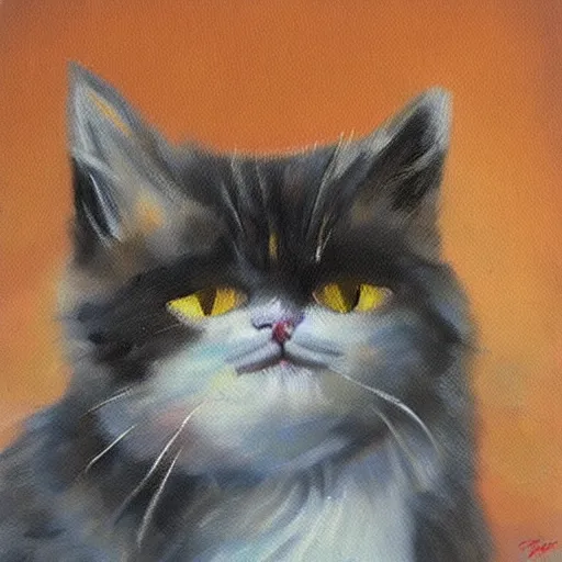 Image similar to cat oil painting