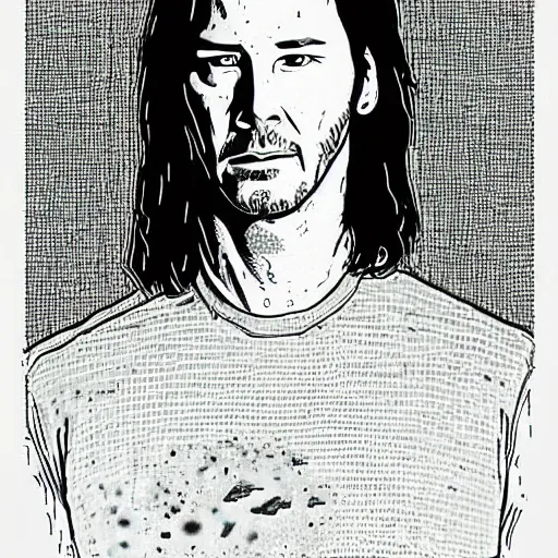 Image similar to “ keanu reeves retro minimalist portrait by jean giraud, moebius starwatcher comic, 8 k ”