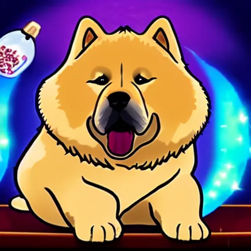 Image similar to a chow chow magician cartoon