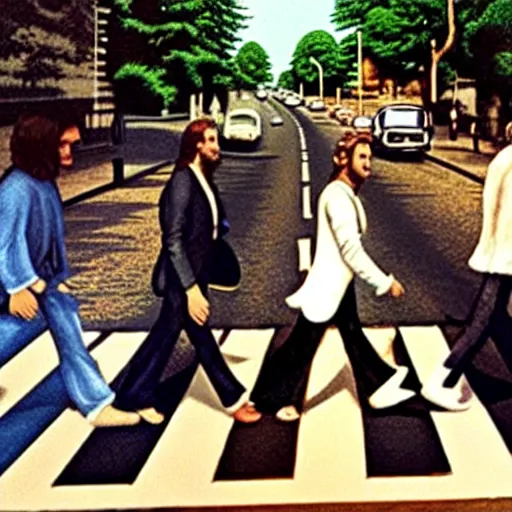 Image similar to abbey road by caravaggio,