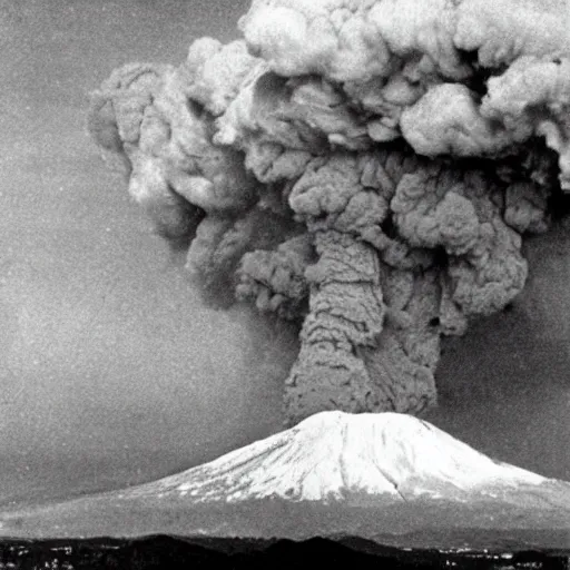 Image similar to photo of mount Vesuvius erupting in 1944, world war 2,