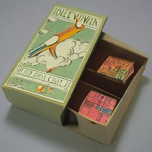 Image similar to vintage craft paper gift box for men, old school, wes anderson style, sealed with old wax