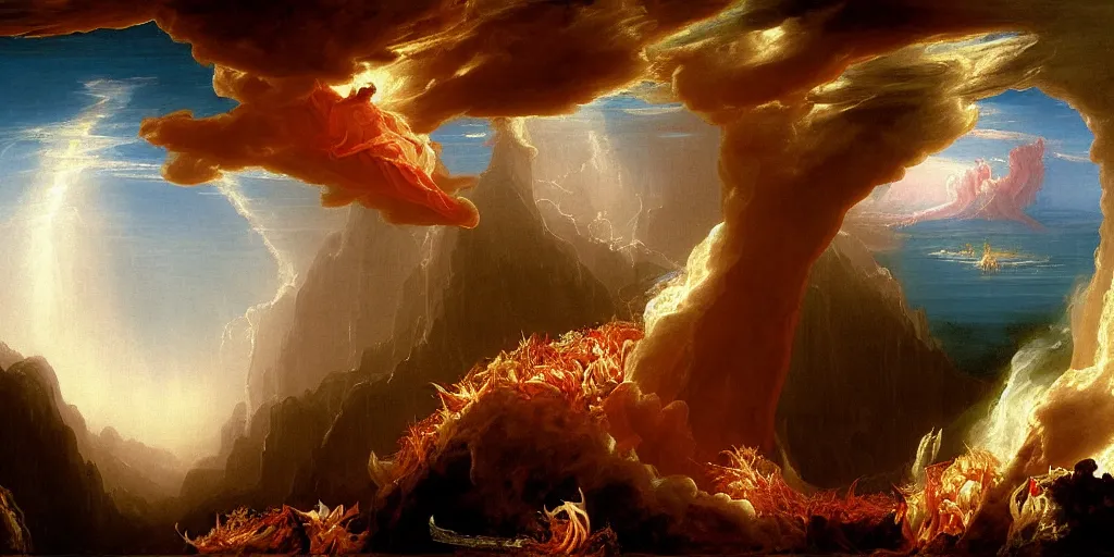 Prompt: heaven and hell painted by thomas cole