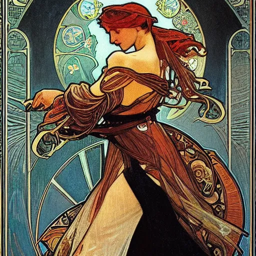 Prompt: masterpiece by Alphonse Mucha