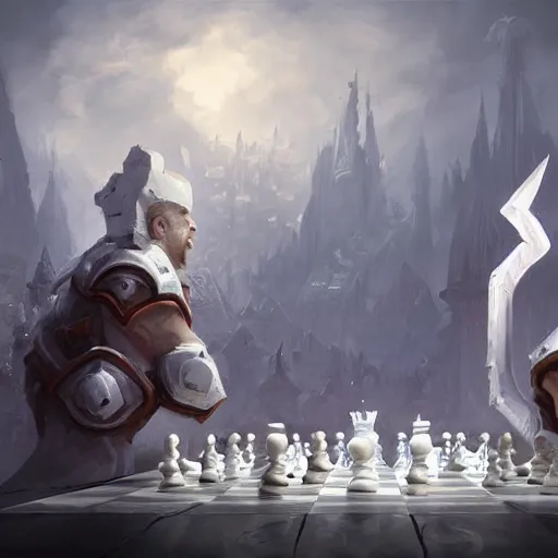 Image similar to a giant white chess pawn piece, chess pawn, chess pawn, chess pawn, chess pawn, chess pawn, battlefield background, bright art masterpiece artstation. 8 k, sharp high quality artwork in style of jose daniel cabrera pena and greg rutkowski, concept art by tooth wu, blizzard warcraft artwork, hearthstone card game artwork, chess pawn