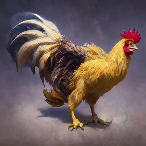 Image similar to expressive oil painting of ( ( ( rooster ) ) ) pikachu chimera, by jean - baptiste monge, octane render by yoshitaka amano, by greg rutkowski, by jeremyg lipkinng, by artgerm