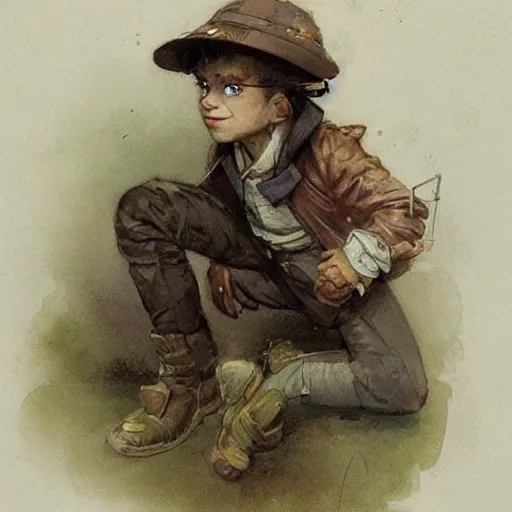 Prompt: (((((portrait of boy dressed as retro sciencepunk explorer in an actionpose . muted colors.))))) by Jean-Baptiste Monge !!!!!!!!!!!!!!!!!!!!!!!!!!!