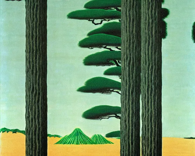 Prompt: deforestation by Rothko, Magritte, and Hokusai