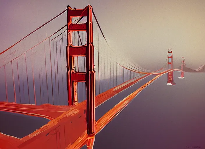 Prompt: Golden gate bridge, by Petros Afshar